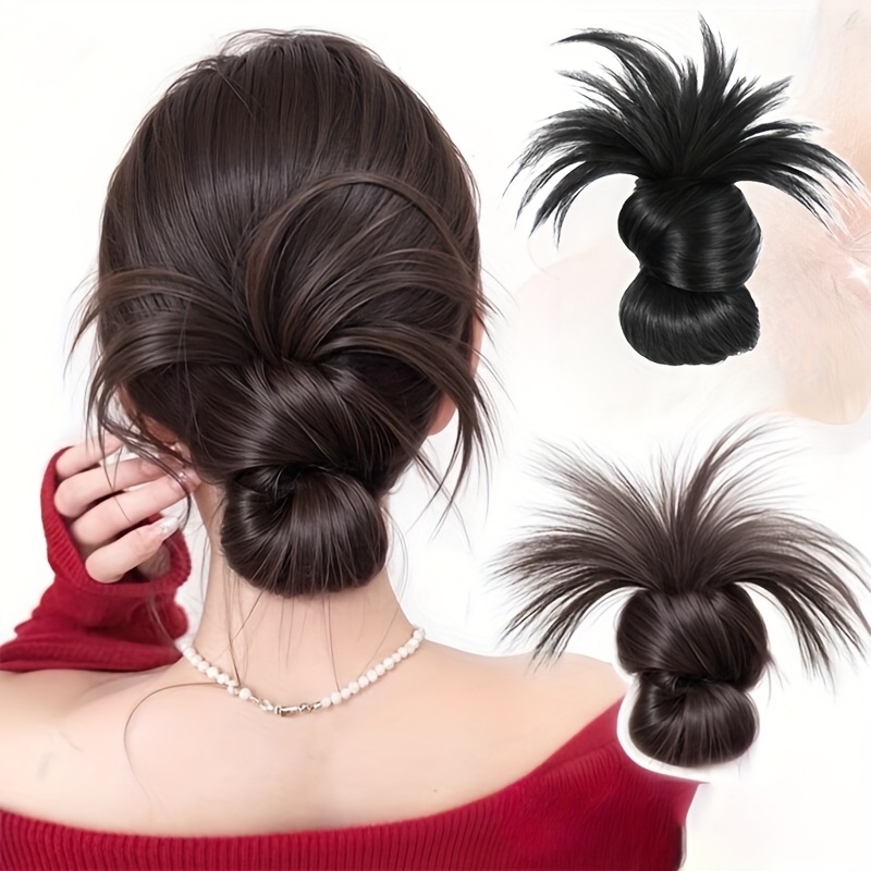 Hair Claw Clip Set - Low Synthetic Bun Ponytail Hair Natural