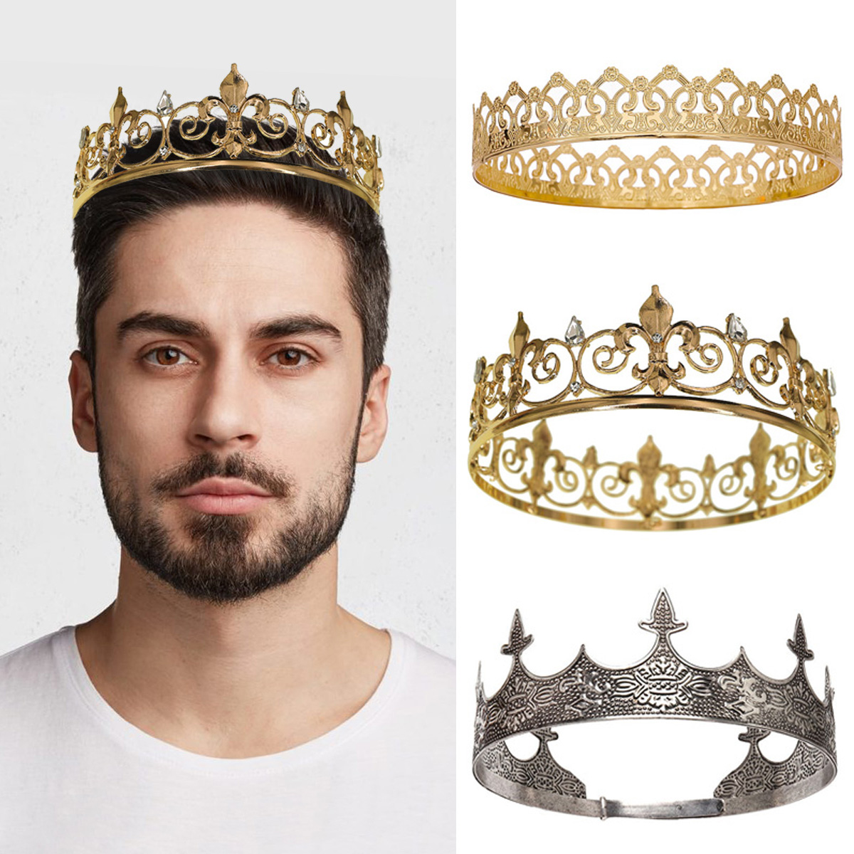 Queen Accessories - Royal King Queen Crown for Men/Women