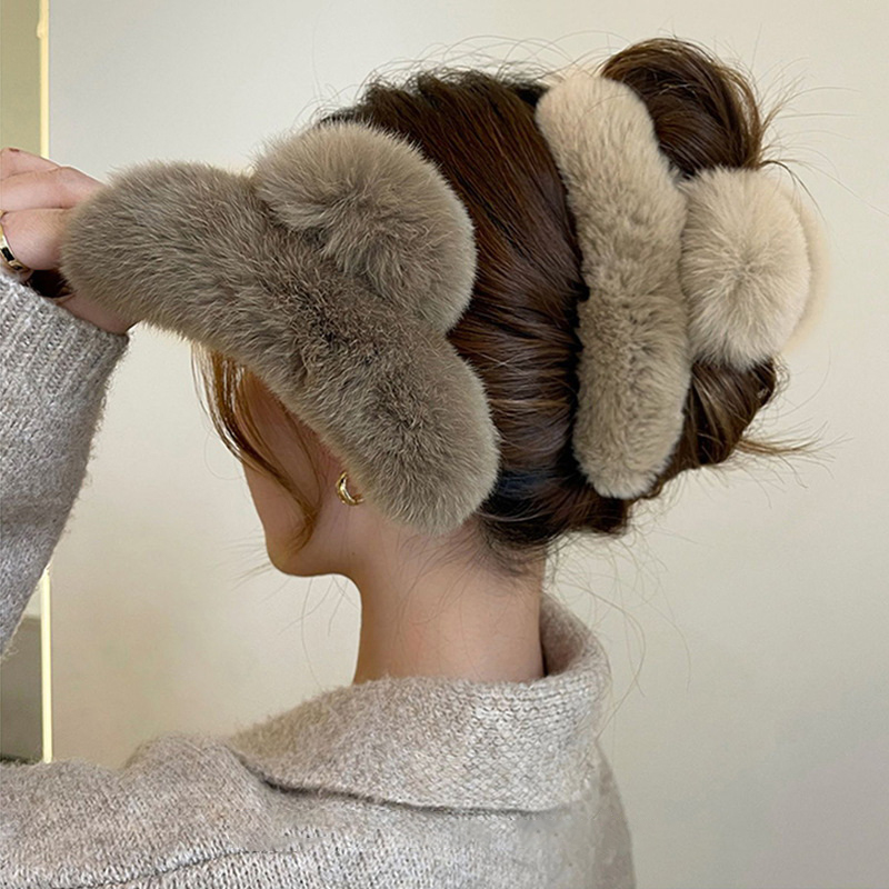 Winter Faux Fur Hair Claw Rabb - đánh giá và giá Hair Claw Clip Set