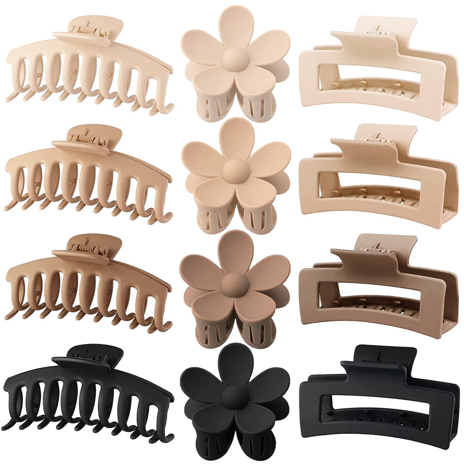 12Pcs Neutral Tone Plastic Hai - đánh giá và giá Hair Claw Clip Set