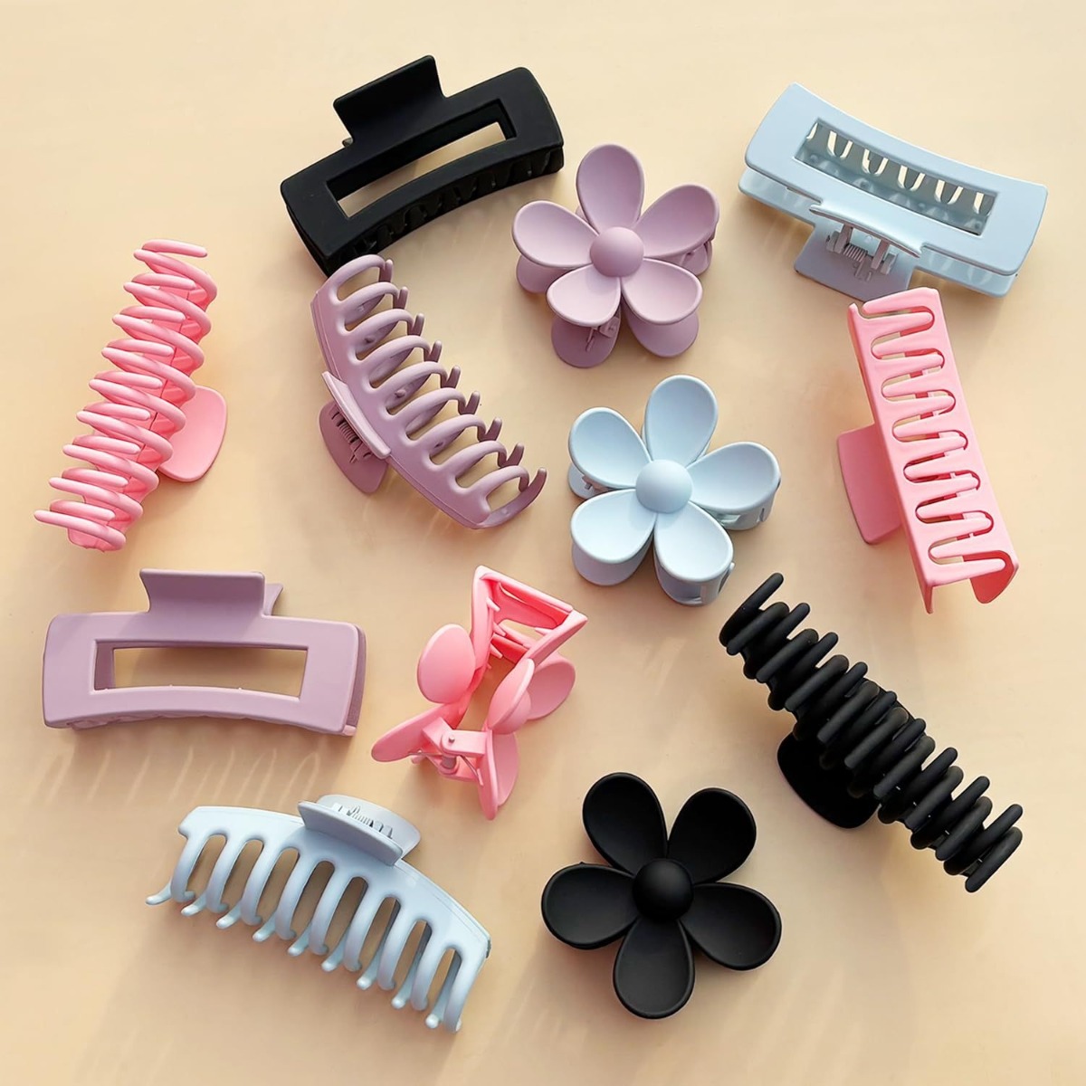 12Pcs Neutral Tone Plastic Hai - đánh giá và giá Hair Claw Clip Set
