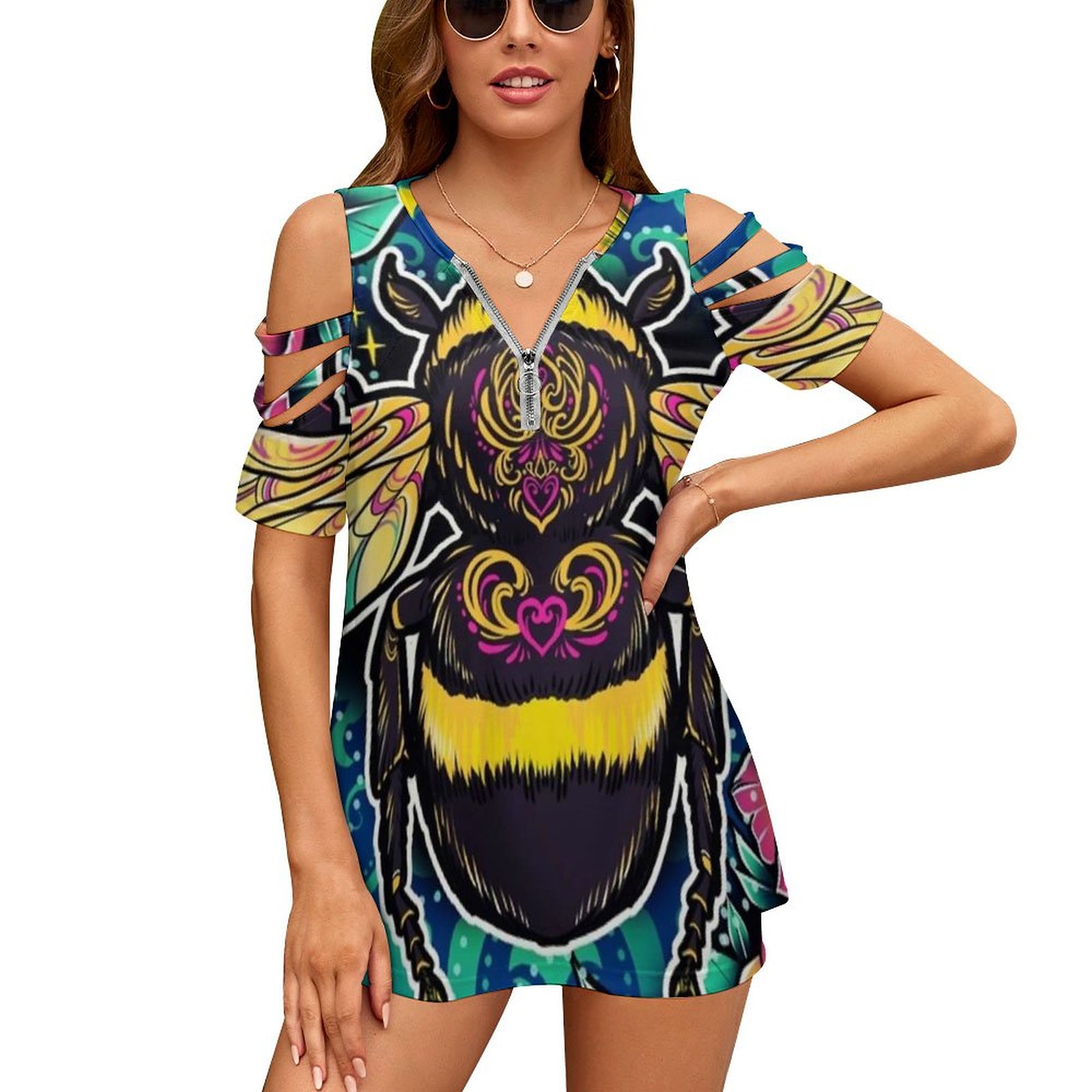 New Fashion Zip Off Shoulder T - đánh giá và giá Women Accessories Vector