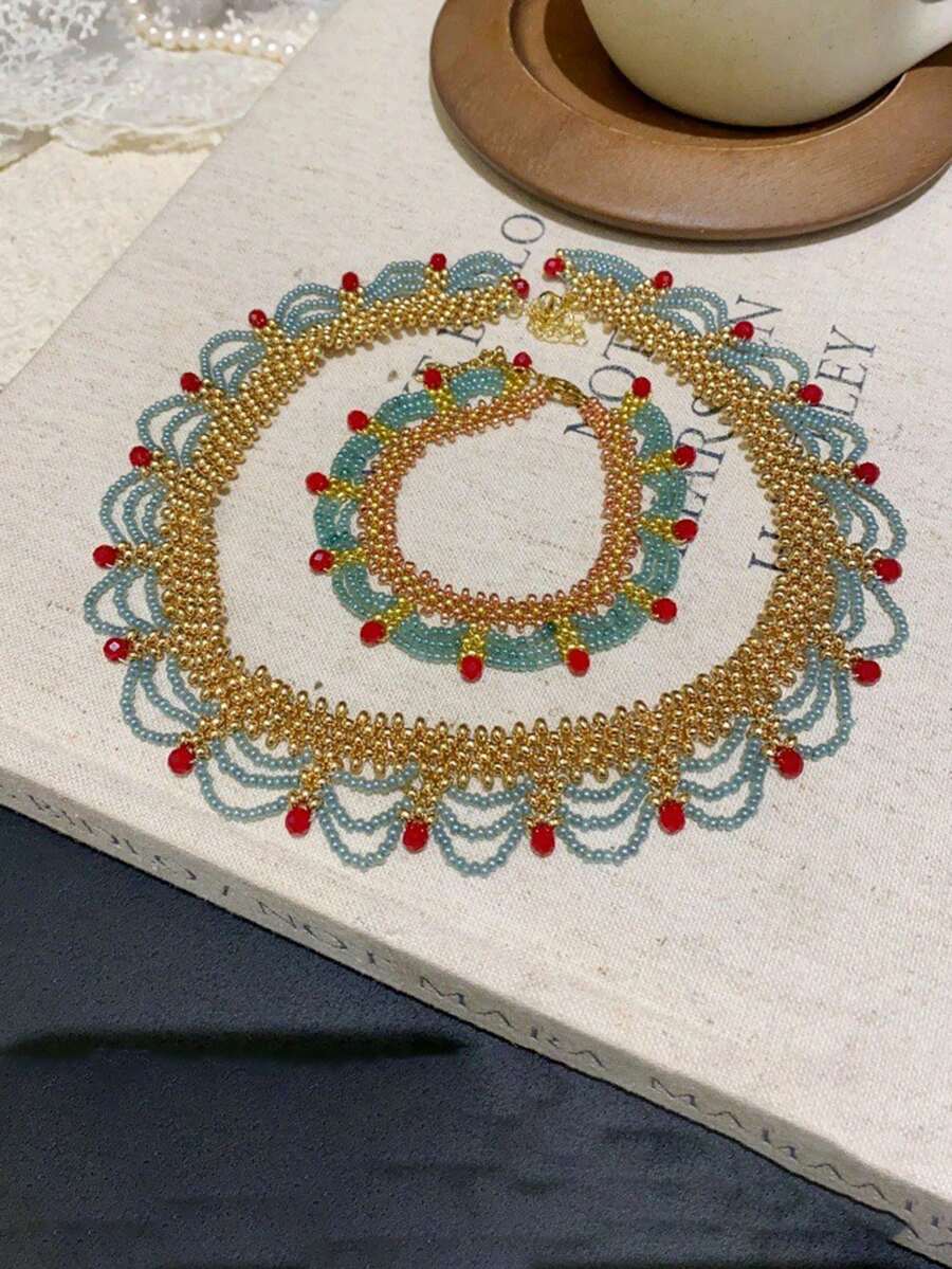 Handmade Multi-Layer Beaded Br - đánh giá và giá Layered Necklace Set